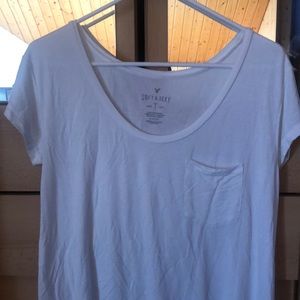 American eagle basic pocket t - white - size small